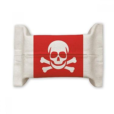 Imagem de Bolsa de linho de algodão para lenços faciais com marcação de aviso quadrada vermelha para envenenamento