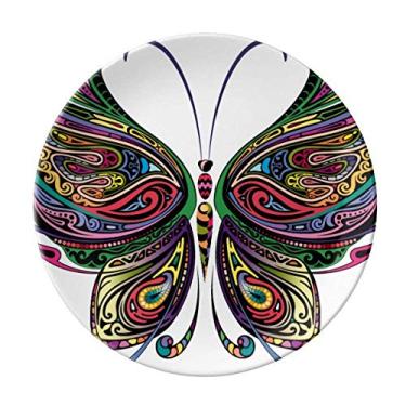Imagem de Linda Borboleta Decorativa Decorativa Asas de Porcelana Prato de Jantar