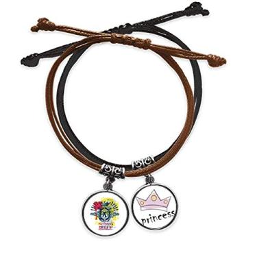 Imagem de DIYthinker Graffiti Pulseira com estampa de leão e coroa de rua, corrente de mão, pulseira de princesa de couro