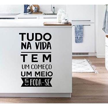 Imagem de Adesivo Para Parede Frase Criativa Tudo Vida Tamanho 65x38cm