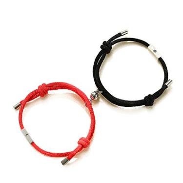 Imagem de angwang Conjunto de 2 pulseiras magnéticas para amantes do sol e da lua, joia moderna para amigos e casais.
