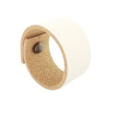 Imagem de Puxador Bols Parafuso - Couro Legítimo Creme - Parafuso Ouro Velho