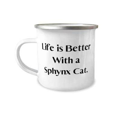 Imagem de Caneca Fun Sphynx Cat 340 g, Life is Better With a Sphynx, presente para amantes de gatos, presentes reutilizáveis de amigos