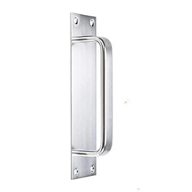 Imagem de Maçaneta da porta deslizante Puxador da porta do banheiro anti-fogo Placa de puxar de liga de alumínio Porta corta-fogo Maçaneta da porta de segurança do banheiro sem desbotamento, prata brilhante