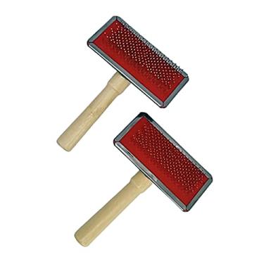 Imagem de Rasqueadeira Napi para Cães e Gatos com Cabo de Madeira - Tamanho M