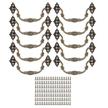 Imagem de Puxadores Vintage Sluffs, 10 Conjuntos De Alça Antiga, Caixa De Madeira, Acessórios De Alça Especial, Alça De Gaveta De Armário Com Parafusos De Montagem(S)
