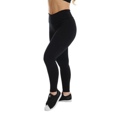 Imagem de Calça Legging Academia Cintura Alta Cós Duplo Básica Lisa Preta Feminina-Feminino