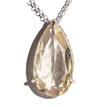 Imagem de Colar Gota Facetado Tok Fumê Garra Zircônia Prata 950
