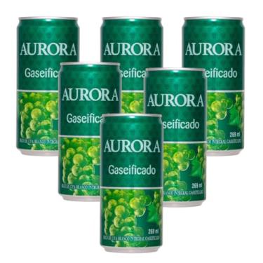 Imagem de Kit 6 Suco De Uva Branco Gaseificado 100% Suco Aurora 269 Ml Lata Refrigerante Natural e Saudável