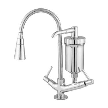 Imagem de Torneira Cozinha Filtro Flexível Bancada Luxo Jato Duplo Cone Cromado