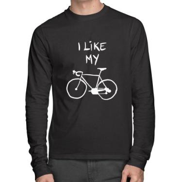 Imagem de Camiseta Algodão I Like My Bike Manga Longa - Foca Na Moda