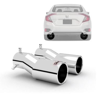 Imagem de Ponteira De Escapamento Esportivo Outs Civic 2017 Até 2023 Aço Inox Top Duplo