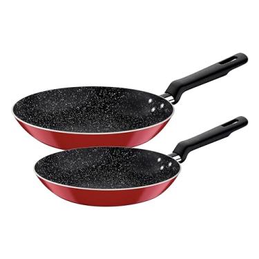 Imagem de Jogo de Frigideiras Tramontina em Alumínio com Revestimento Interno de Antiaderente Starflon Max e Externo Siliconado Vermelho 02 Peças