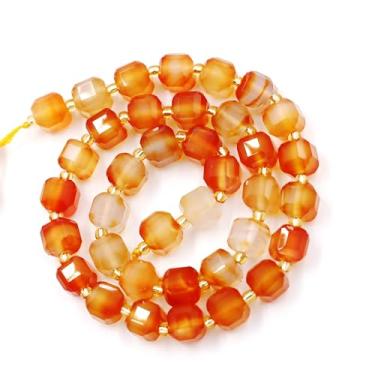 Imagem de Malahill Contas de pedra facetada natural por para fabricação de joias vendidas por saco, 5 fios dentro do cubo laranja cornalina 8 mm