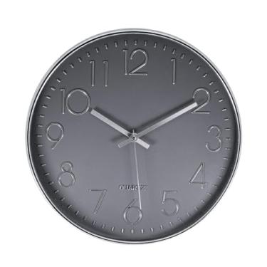 Imagem de Relógio de Parede Requinte Cromado Cinza e Prata Luxo 30cm