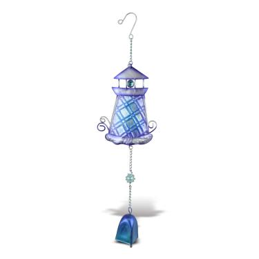 Imagem de CoTa Global Roxo Farol Pendurado Vidro Mar Vento Chime 17,72 polegadas, Vidro Náutico Windchime Outdoor Decoração para uma varanda harmônica, pátio e jardim, Arte de praia exclusiva Interior Vento Chime Janela móvel