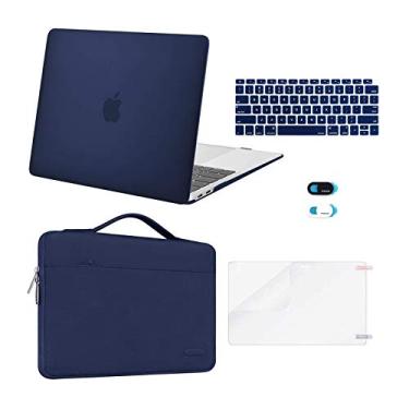 Imagem de MOSISO Compatível com MacBook Air de 13 polegadas, capa M1 Chip 2021, 2020, 2019, 2018, versão A2337, A2179, A1932, tela retina, capa rígida de plástico, bolsa, película de teclado, capa de webcam e
