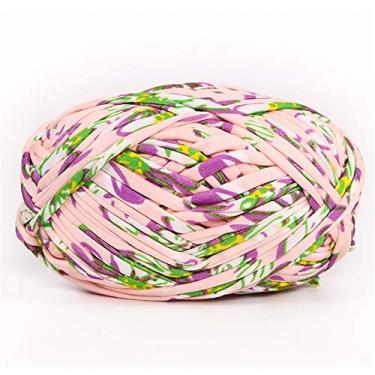 Imagem de 1 peça camiseta colorida fio tricô tecido de crochê para arte de tecido tricotado DIY (#60 flor roxa)