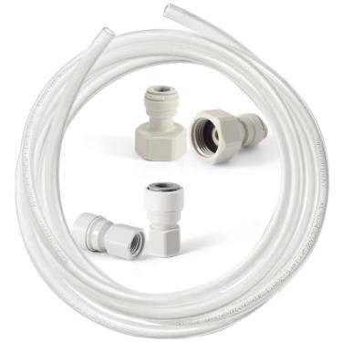 Imagem de Tubo de linha de cerveja Hilangsan Kegerator Linha de gás CO2 Push to Connect Fitting 3/20.3 cm OD × 1/10.2 cm ID Kegerator Line Kegerator Line Smooth EVA Barrier Tubing with 4 Quick Connectors Push