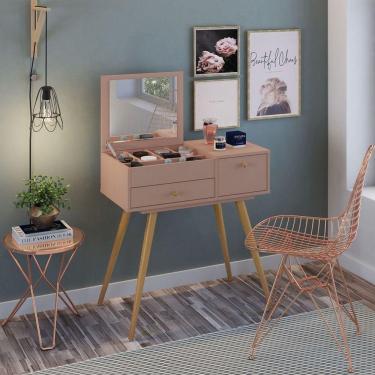 Imagem de Penteadeira Retro Cristal 2 Gavetas Rose - Olivar Móveis
