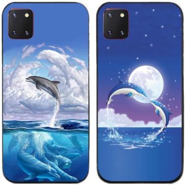 Imagem de 2 peças de capa de telefone traseira de silicone em gel TPU impresso golfinhos para Samsung Galaxy All Series (Galaxy Note 10 Lite)