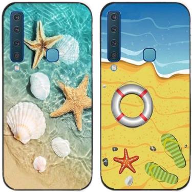 Imagem de 2 pçs praia mar concha estrela do mar impresso TPU gel silicone capa de telefone traseira para Samsung Galaxy todas as séries (Galaxy A9 2018)
