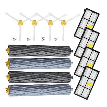 Imagem de Fuyoda Peças de reposição para aspirador de pó irobot Roomba série 800 850 860 861 866 870 880 890 900 série 960 980 981 985, kits de reposição com 2 conjuntos de extratores, 4 filtros, 4 escovas