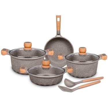 Imagem de Jogo De Panelas Indução Antiaderente Granito Stone