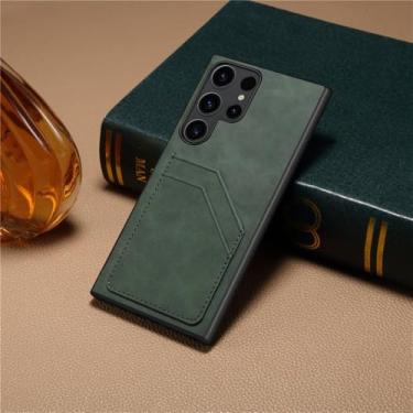 Imagem de Capa carteira de couro de luxo para Samsung S24 S23 S22 S21 20 Ultra Plus FE Note20 A05S A15 A25 A35 A55 5G Capa à prova de choque, verde, para Samsung S20 Plus