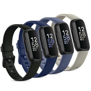 Imagem de Odbeai Compatível com pulseiras Fitbit Inspire 3 para mulheres e homens, pulseiras esportivas de substituição de silicone macio para Inspire 3 Fitness Tracker para mulheres e homens (pacote com 4,