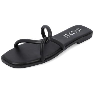 Imagem de Journee Collection Womens Lauda Tru Comfort Foam Vegan Leather Slip On Sandals Black 8.5 Medium WOMENS US