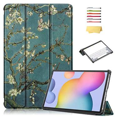 Imagem de UUcovers Capa para Samsung Galaxy Tab S8 Plus 31.5 cm 2022/S7 FE 2021/S7 Plus 2020 (SM-X800/X806/T730/T733/T736/T738/T970/T975/T976) Capa fina com suporte triplo leve despertar automático/Dormir, flor