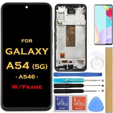 Imagem de HLTECH Substituição de tela LCD sensível ao toque digitalizador com moldura para Samsung Galaxy A54 5G SM-A546E SM-A546B SM-A546U 6,4 polegadas (não suporta impressão digital)