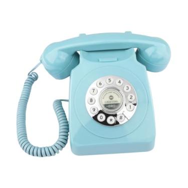 Imagem de shamjina Livro de visitas de áudio Telefone de casamento Telefone fixo Decorativo Livro de visitas de áudio Telefone Antigo Gravador para festa de reunião, Azul