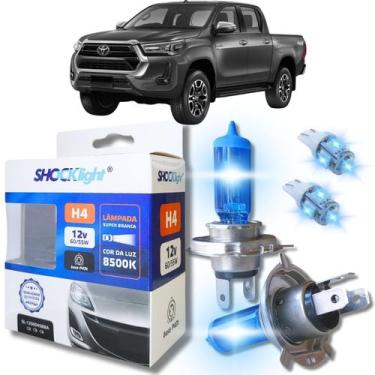 Imagem de Kit par lâmpadas super branca conector h4 8500k shocklight + par leds 