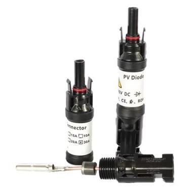 Imagem de Kit 2 Conector Mc4 Com Diodo 30A Ip67 Placa Energia Solar - Snaterm