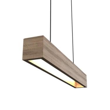 Imagem de Pendente Retangular de Madeira Tubular T8 Laminado Linear 70cm para Co