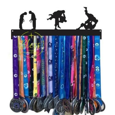 Imagem de Porta Medalhas Judo Luta MDF Preto 20 Ganchos - Bless Personaizado
