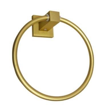 Imagem de Porta Toalha Rosto Mãos Dourado Fosco Argola Banheiro Metal - POLO