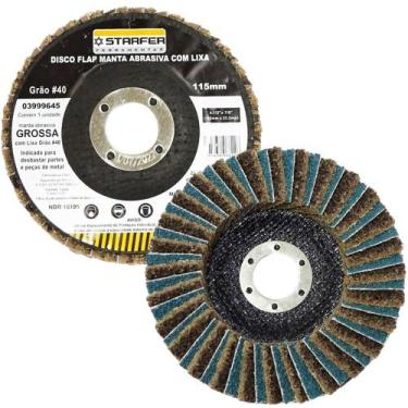 Imagem de Disco Flap com Manta e Lixa Grão 40 4.1/2" Grossa Amarela Ideal para D