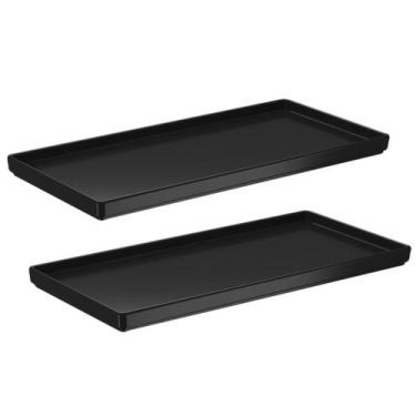 Imagem de Kit 2 Bandejas Retangular 27x13cm Decorativa Pia Banheiro Preto - Coza