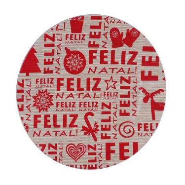 Imagem de Sousplat Feliz Natal Redondo PT 33 x 33 x 1cm Decoração - Wincy Natal