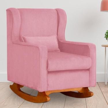 Imagem de Poltrona Amamentação Balanço Aurora Suede Rosa - LM DECOR