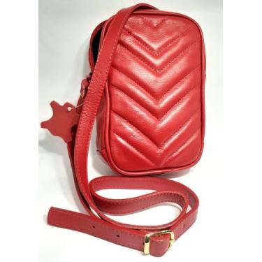 Imagem de Bolsa Transversal Pequena Feminina Vermelha 100% Couro - Mobelli Cosme