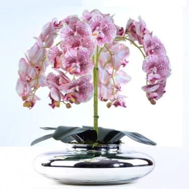 Imagem de Arranjo 4 Orquídeas Artificiais Mescladas em Vaso Prata Ariel - Vila d