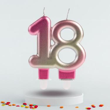 Imagem de Vela decorada festa 18 Anos Rosa e Dourada decoração aniver - SILVER P