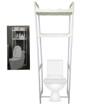 Imagem de Rack Estante Banheiro 2 Prateleiras Vaso Sanitario Multiuso Casa Cozinha Lavanderia Org...
