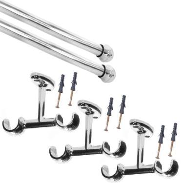 Imagem de Varão de Cortina 2 m Duplo 19 e 19mm suporte de teto - Decoribitinga v
