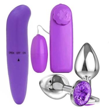 Imagem de Kit Vibrador Feminino Golfinho Ponto G + Bullet Cápsula + Plug Anal P 