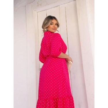 Imagem de Vestido midi com botões frontais, manga e faixa para amarrar na contur